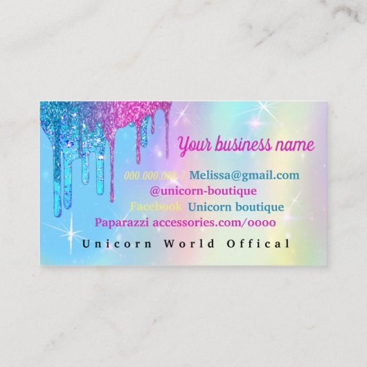 Unicorn Visitekaartje (Achterkant)