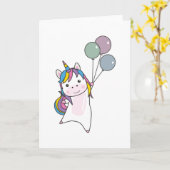 Unicorn vliegt met ballonnen boven de stutvaten kaart (Gele Bloem)