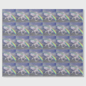 Unicorn vliegt over regenboogdierkunst cadeaupapier (Vlak)