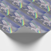 Unicorn vliegt over regenboogdierkunst cadeaupapier (Hoek)