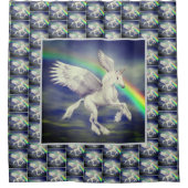 Unicorn vliegt over regenboogdierkunst douchegordijn (Voorkant)