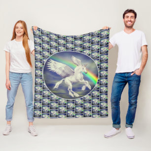 Unicorn vliegt over regenboogdierkunst fleece deken