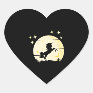 Unicorn voor de maan hart sticker