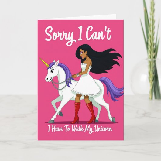Unicorn Walk Excuse Funny Card Kaart (Voorkant)