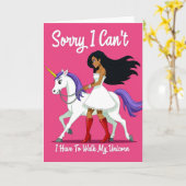 Unicorn Walk Excuse Funny Card Kaart (Gele Bloem)