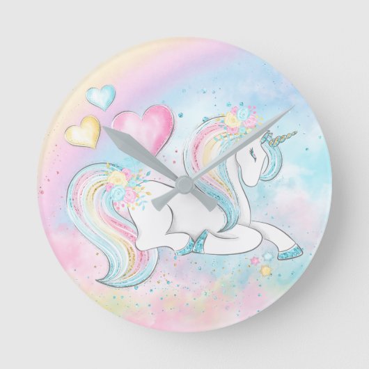 Unicorn Wall Clock Ronde Klok (Voorkant)
