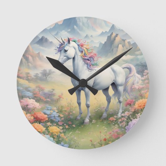 Unicorn Wall Clock Ronde Klok (Voorkant)
