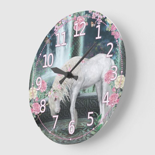 Unicorn Wall Clock, unieke Unicorn fantasy art Grote Klok (Hoek)