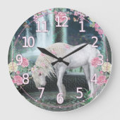 Unicorn Wall Clock, unieke Unicorn fantasy art Grote Klok (Voorkant)