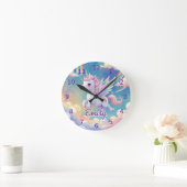 Unicorn wandklok – bewerkbare naam (Huis)