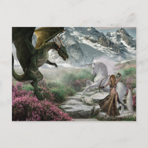 Unicorn Warrior Fantasy Strijd met de Draak Briefkaart