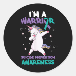 Unicorn Warrior Suicide Awareness Suicide T-shirt Ronde Sticker