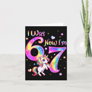 Unicorn was 6 7 six seven 7th bday birthday girl kaart