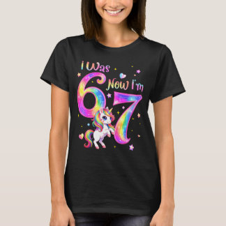 Unicorn was 6 7 six seven 7th bday birthday girl t-shirt