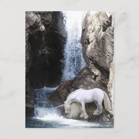 Unicorn & Waterfall Briefkaart (Voorkant)