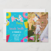 Unicorn watermelon Pool Birthday Invitation foto Kaart (Voorkant)