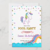 Unicorn waterslide pooluitnodiging kaart (Voorkant)