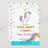 Unicorn waterslide pooluitnodiging kaart (Voorkant / Achterkant)