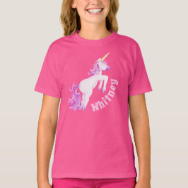 Unicorn waterverf art gepersonaliseerde naam t-shi t-shirt
