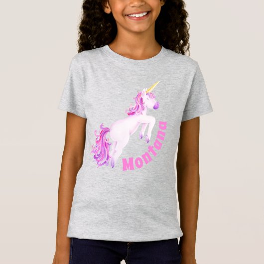 Unicorn waterverf art gepersonaliseerde naam t-shi t-shirt (Voorkant)