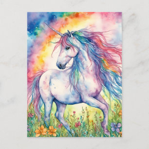 Unicorn-Waterverf Briefkaart