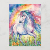Unicorn-Waterverf Briefkaart (Voorkant)