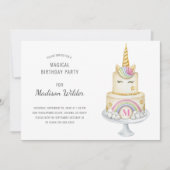 Unicorn Waterverf Cake Birthday Kaart (Voorkant)