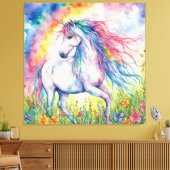 Unicorn-Waterverf Canvas Afdruk (Insitu (Woonkamer))