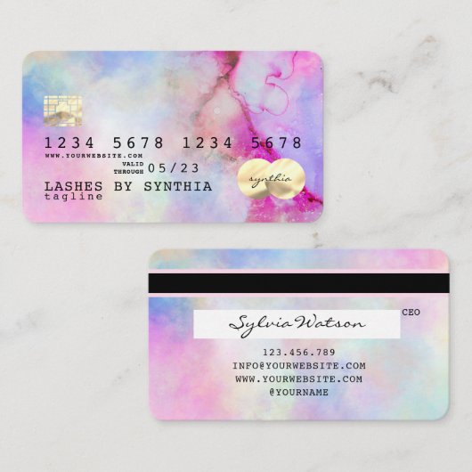 Unicorn waterverf Credit Kaart Visitekaartje (Voorkant / Achterkant)