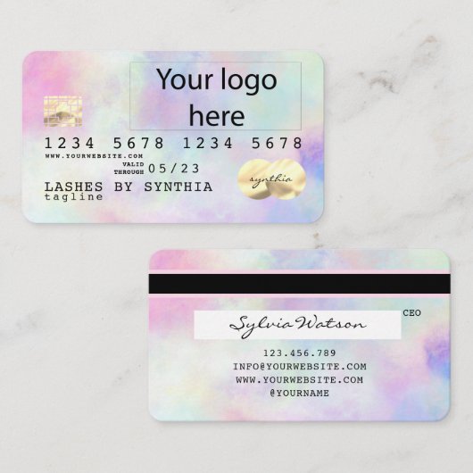 Unicorn waterverf Credit Kaart voeg uw logo Visitekaartje (Voorkant / Achterkant)