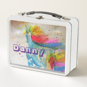 Unicorn Waterverf Cute Chids Name Lunch Box