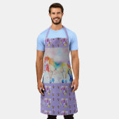 Unicorn Waterverf Cute Paars Floral Animal Schort (Gedragen)