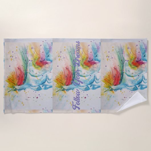 Unicorn Waterverf die Dreams Telefoon schildert Strandlaken (Voorkant)