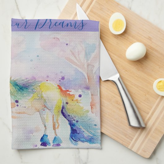 Unicorn Waterverf droomdroomtheekdoek Theedoek (Quarter Fold)