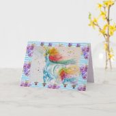 Unicorn Waterverf Floral pasta Birthday Card Kaart (Gele Bloem)