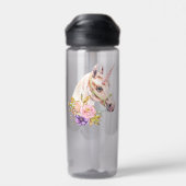 Unicorn Waterverf Flowers Voeg waterflesje toe Waterfles (Achterkant)