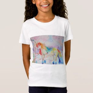 Unicorn Waterverf Girls Colorful art T Shirt