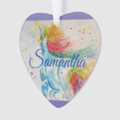 Unicorn Waterverf Girls-kerstdecoratie Ornament (voorkant)