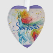 Unicorn Waterverf Girls-kerstdecoratie Ornament (voorkant)