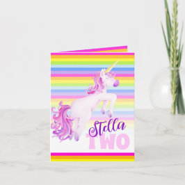 Unicorn waterverf kunst en regenboog tweede verjaa kaart