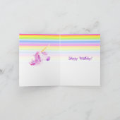 Unicorn waterverf kunst en regenboog tweede verjaa kaart (Binnen)
