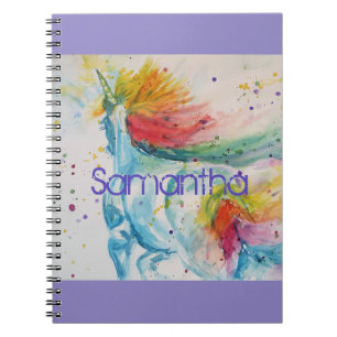Unicorn Waterverf Painting Girls Name Notebook Notitieboek