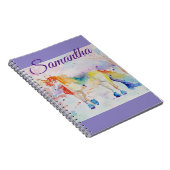 Unicorn Waterverf Painting Girls Name Notitieboek (Rechterzijde)