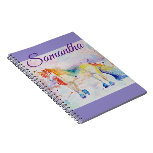 Unicorn Waterverf Painting Girls Name Notitieboek (Rechterzijde)