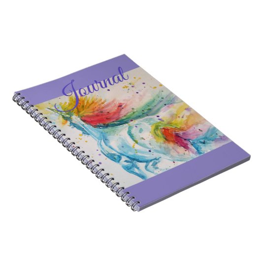 Unicorn Waterverf Painting Girls Name Notitieboek (Rechterzijde)