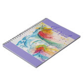 Unicorn Waterverf Painting Girls Name Notitieboek (Linkerzijde)