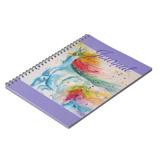 Unicorn Waterverf Painting Girls Name Notitieboek (Linkerzijde)