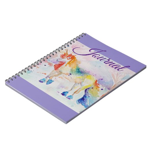 Unicorn Waterverf Painting Girls Name Notitieboek (Linkerzijde)