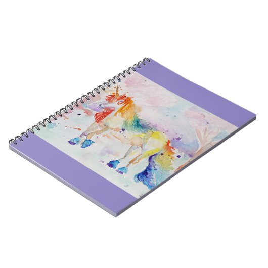 Unicorn Waterverf Painting Girls Name Notitieboek (Linkerzijde)