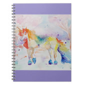 Unicorn Waterverf Painting Girls Name Notitieboek (Voorkant)